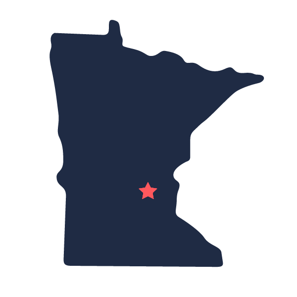 Minnesota state with star highlighting Wayzata location